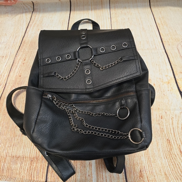 Black Chain-Embellished Backpack - Picture 5 of 7